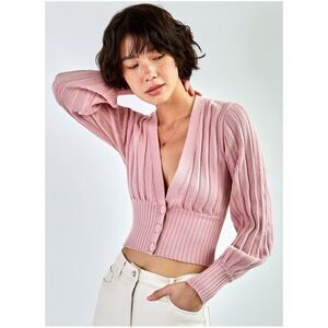 Wilfred Pink Ribbed Cardigan